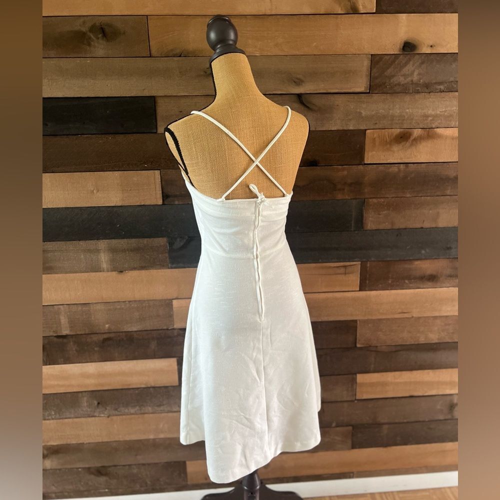 Vintage White Adjustable Strap MIDI Dress Formal Wedding - Picture 8 of 10